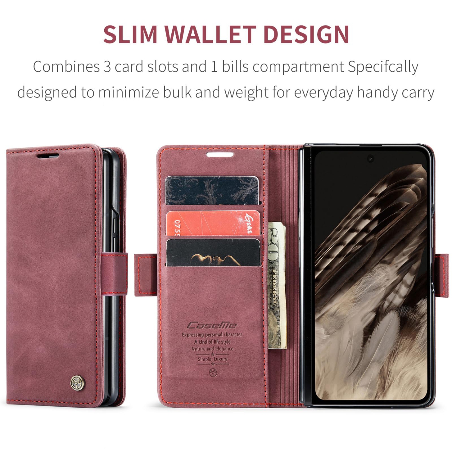 Google Pixel Fold Case, Shockproof Flip Folio Leather Wallet Case with Card Slots Invisible Kickstand for Google Pixel Fold