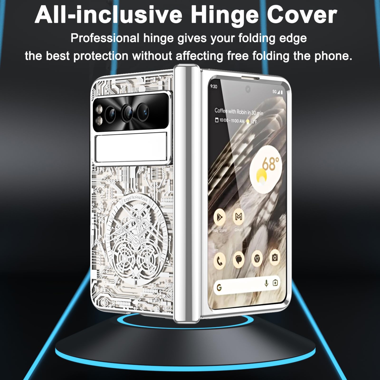 Google Pixel Fold Case, Built-in HD Sensitive Screen Protector Shockproof Hinge Protection Case for Google Pixel Fold