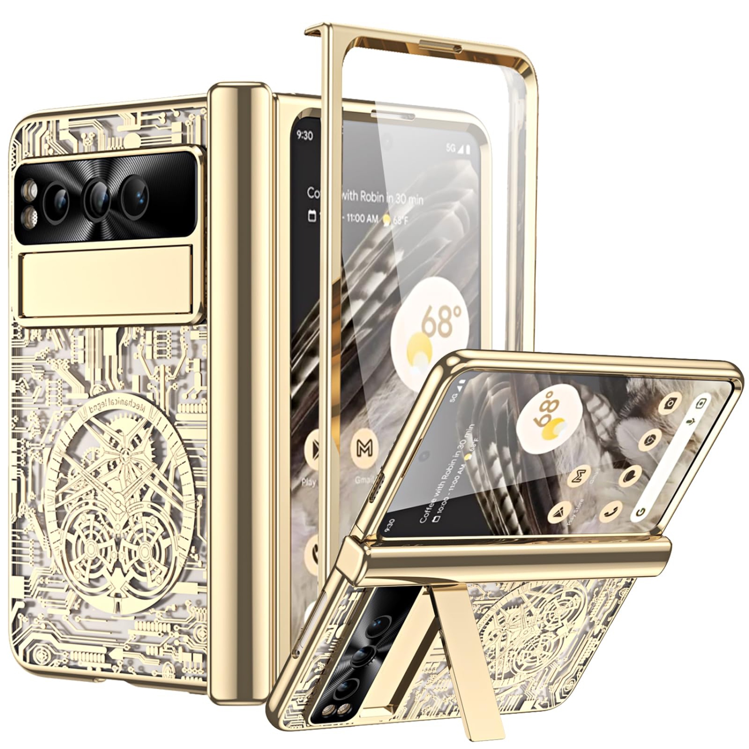 Google Pixel Fold Case, Built-in HD Sensitive Screen Protector Shockproof Hinge Protection Case for Google Pixel Fold