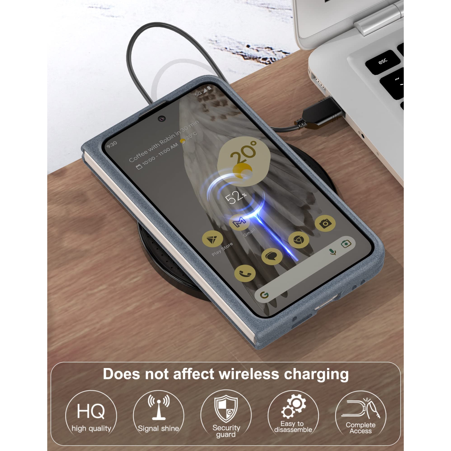 Étui pour Pixel Fold 2023 de Google, PC mince mat avec étui protecteur intégral antidérapant pour Pixel Fold 2023 de Google