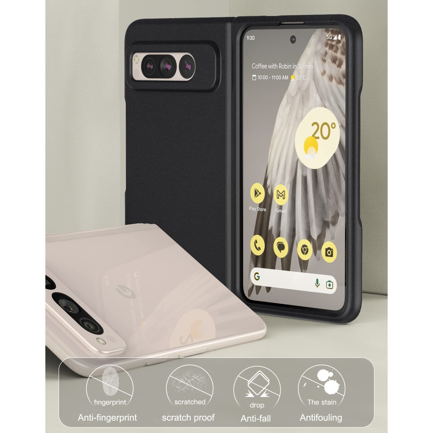 Case for Google Pixel Fold 2023,Thin Slim Fit Matte PC with Non-Slip Full-Body Protection Phone Cover for Google Pixel Fold 2023