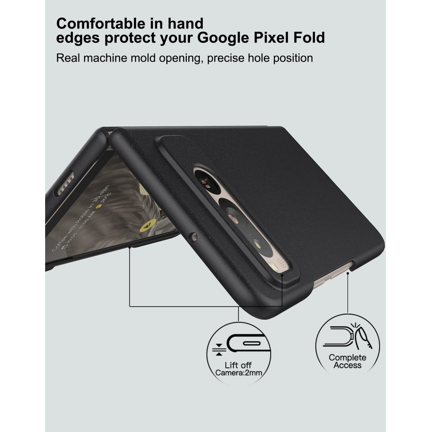 Case for Google Pixel Fold 2023,Thin Slim Fit Matte PC with Non-Slip Full-Body Protection Phone Cover for Google Pixel Fold 2023