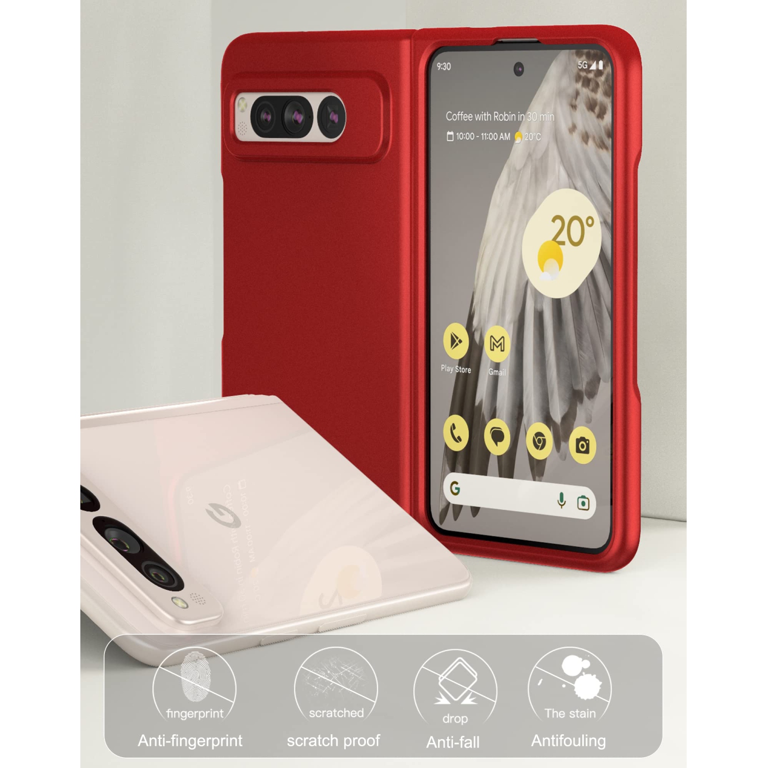 Étui pour Pixel Fold 2023 de Google, PC mince mat avec étui protecteur intégral antidérapant pour Pixel Fold 2023 de Google