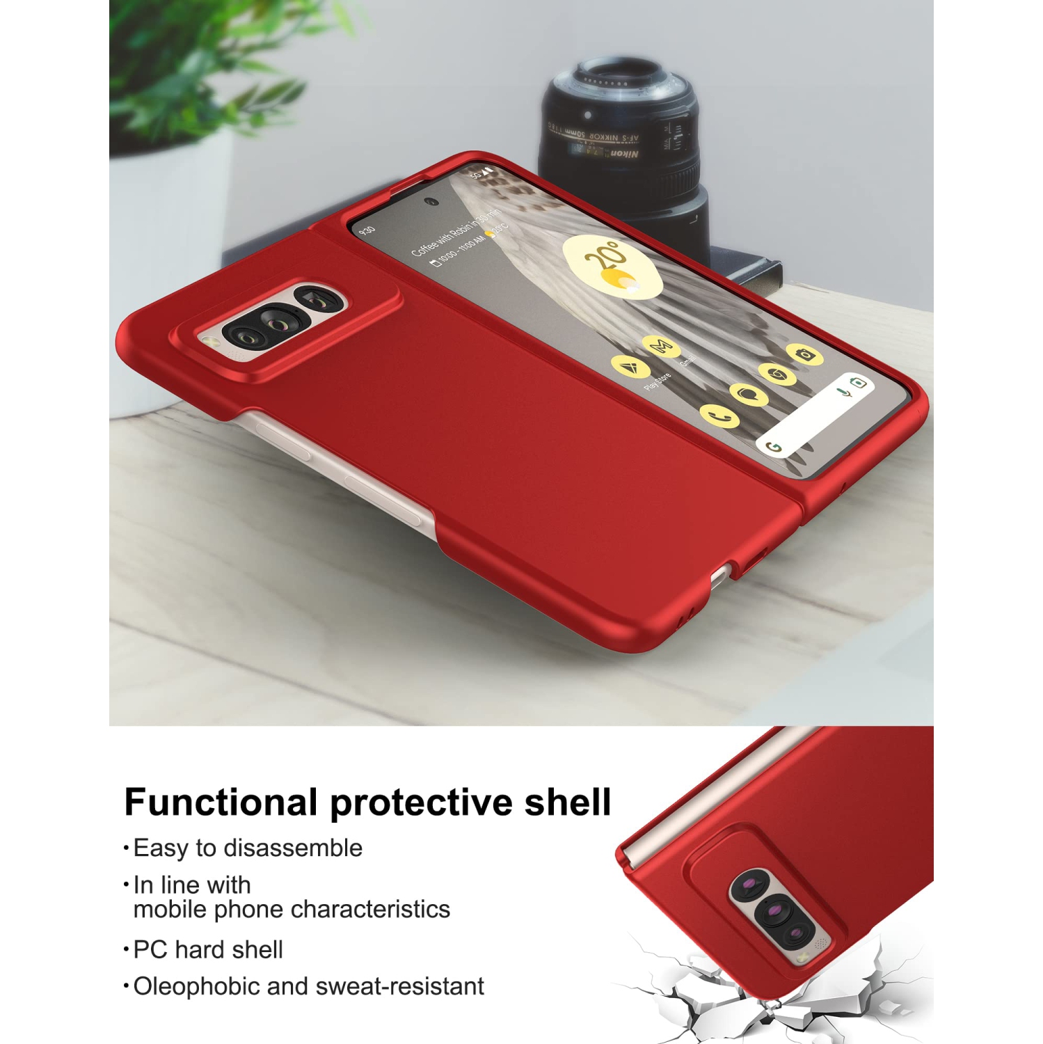 Étui pour Pixel Fold 2023 de Google, PC mince mat avec étui protecteur intégral antidérapant pour Pixel Fold 2023 de Google