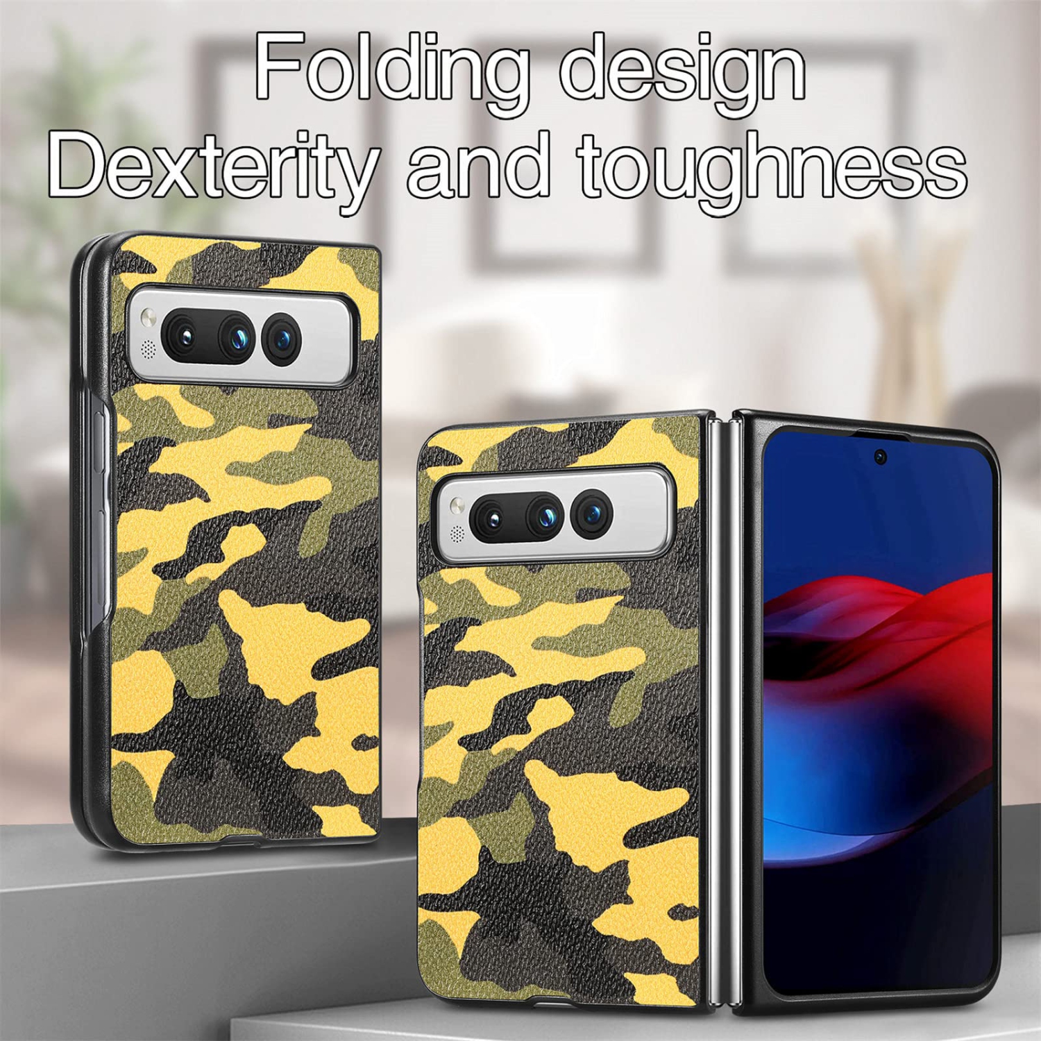 Google Pixel Fold Camo Case for Men, Military Grade Shockproof Camouflage Outdoor Phone Case Cover for Google Pixel Fold