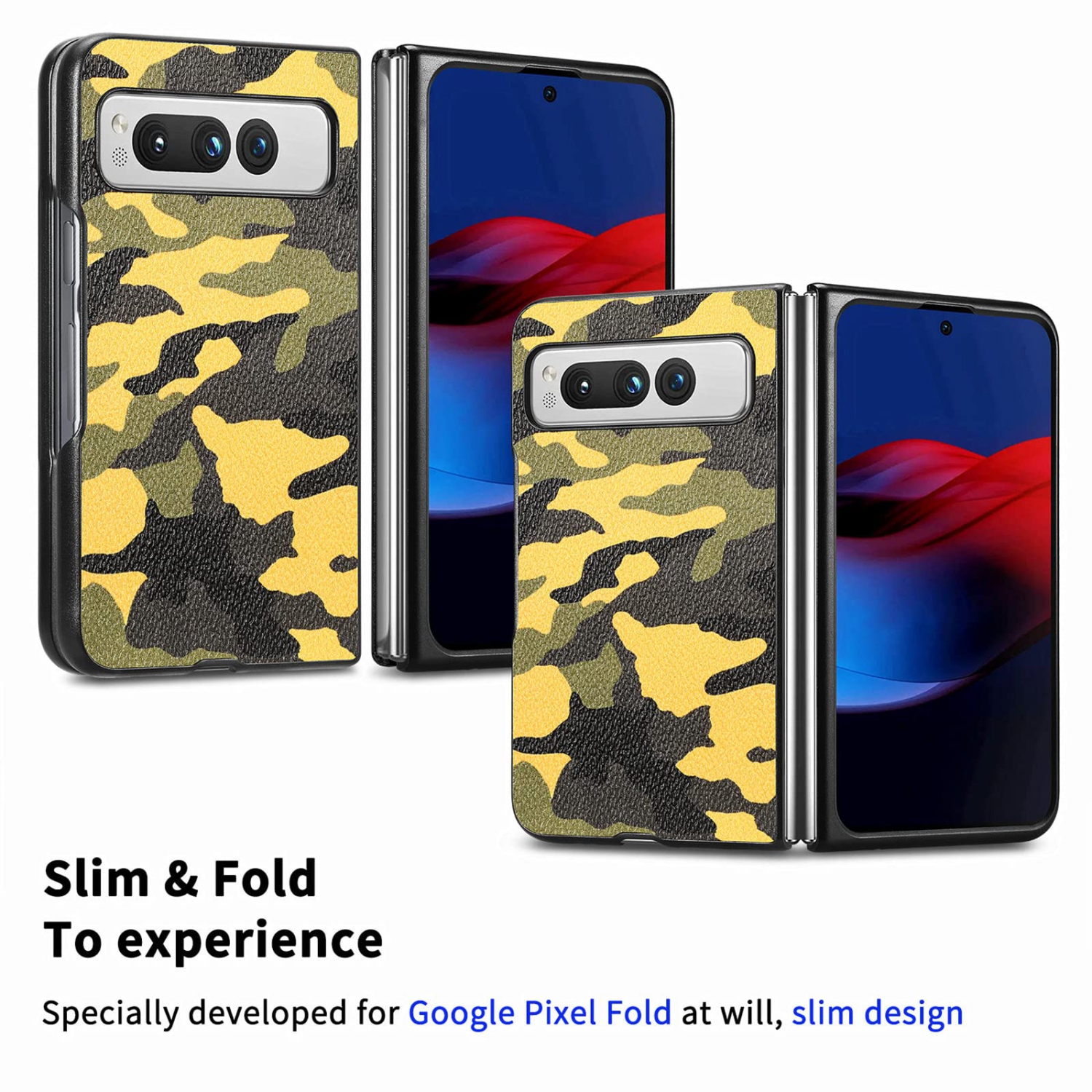 Google Pixel Fold Camo Case for Men, Military Grade Shockproof Camouflage Outdoor Phone Case Cover for Google Pixel Fold