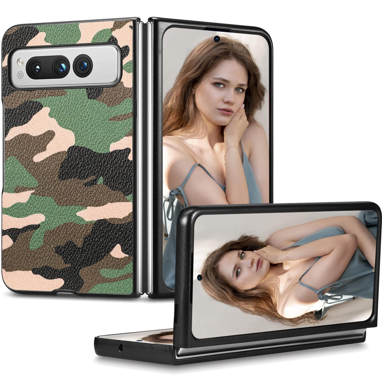 Google Pixel Fold Camo Case for Men, Military Grade Shockproof Camouflage Outdoor Phone Case Cover for Google Pixel Fold