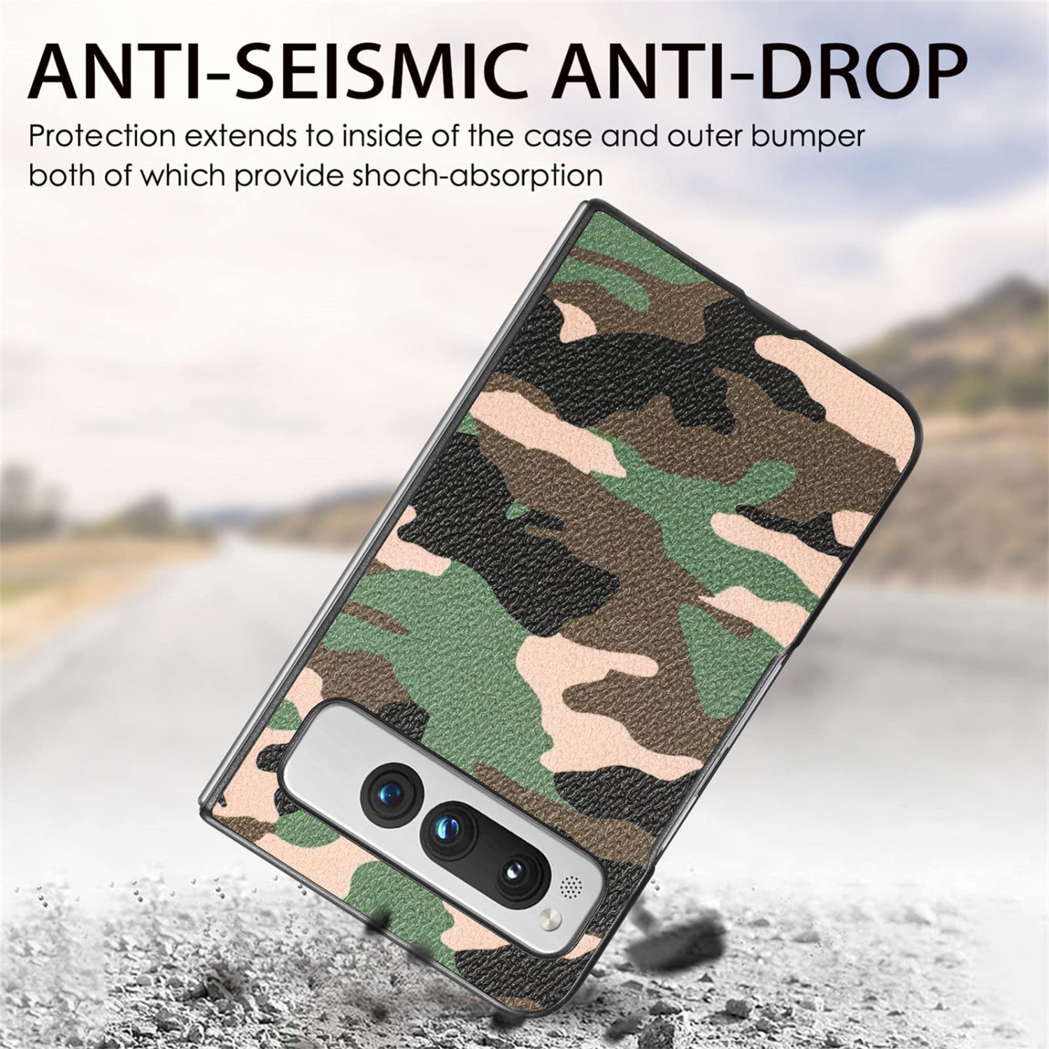 Google Pixel Fold Camo Case for Men, Military Grade Shockproof Camouflage Outdoor Phone Case Cover for Google Pixel Fold