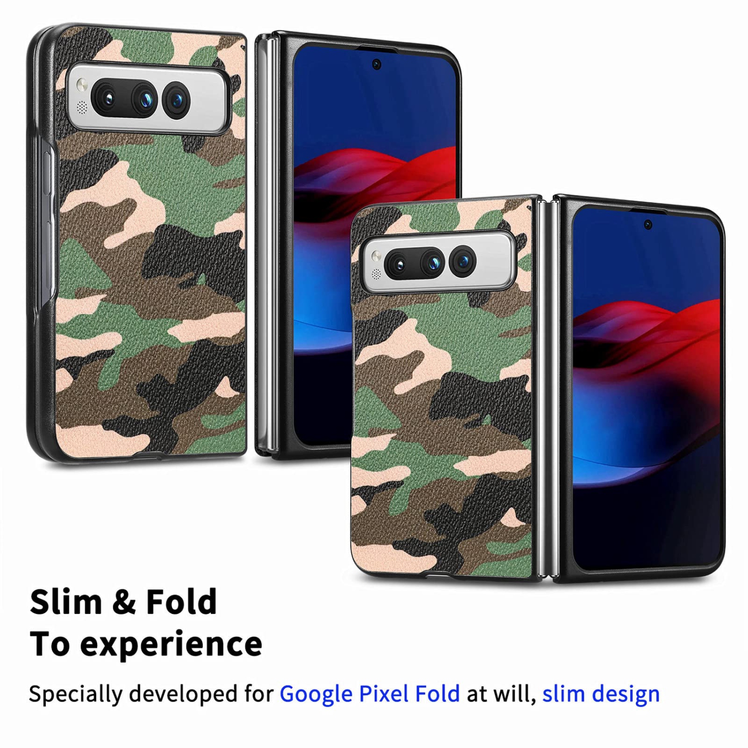 Google Pixel Fold Camo Case for Men, Military Grade Shockproof Camouflage Outdoor Phone Case Cover for Google Pixel Fold