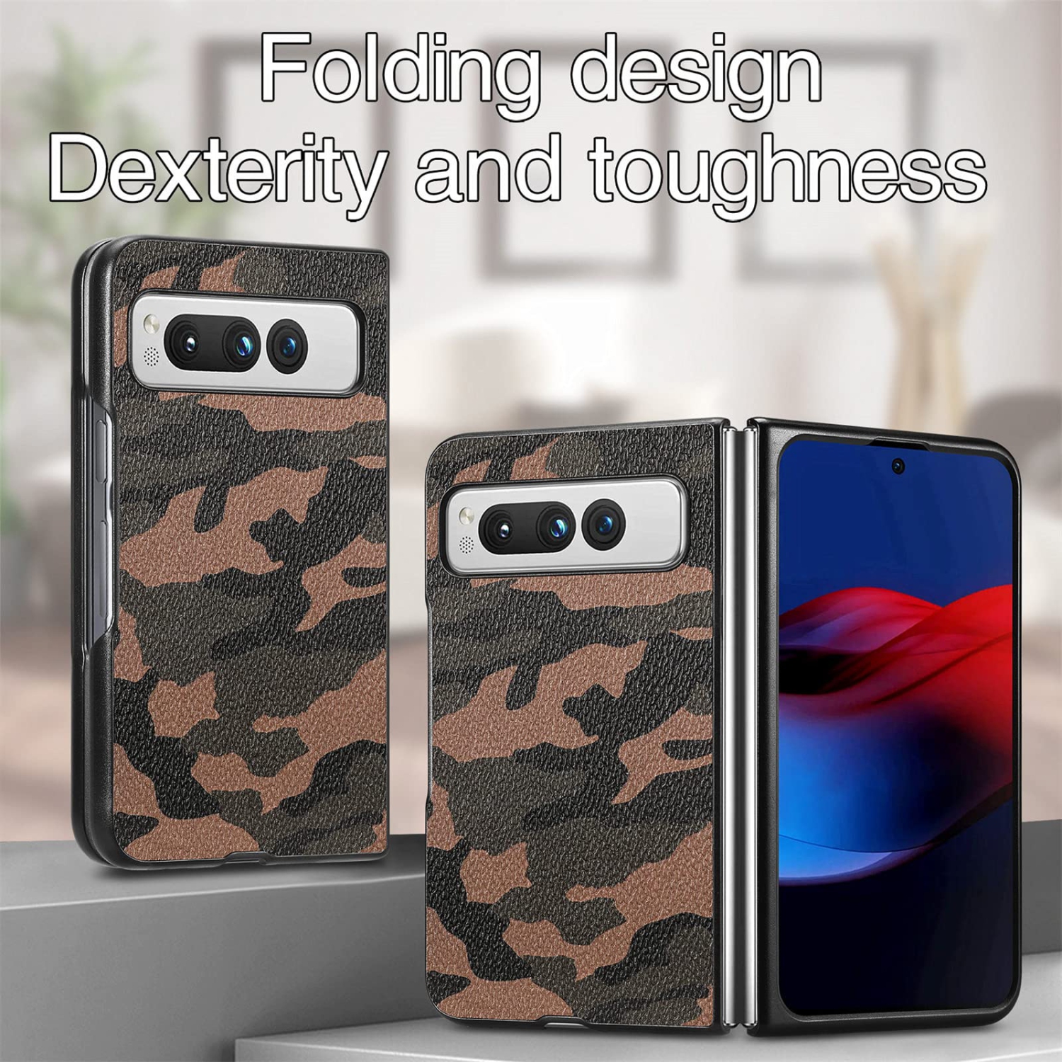 Google Pixel Fold Camo Case for Men, Military Grade Shockproof Camouflage Outdoor Phone Case Cover for Google Pixel Fold