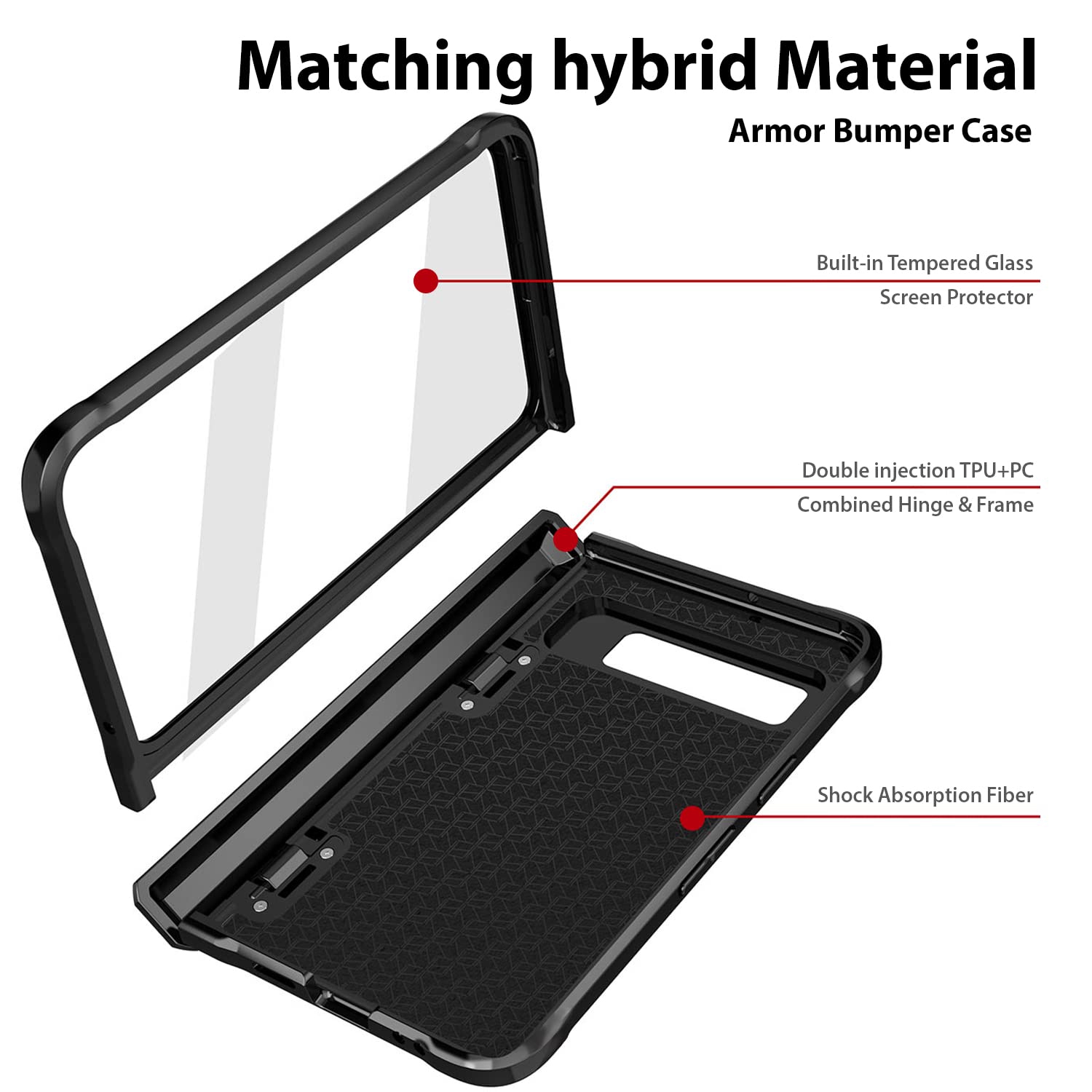 [Whitestone Escudo Case for Google Pixel Fold Made of Glass + PC Material, Hinge & Front Screen Protection Designed with Kickstand & Ultimate fit