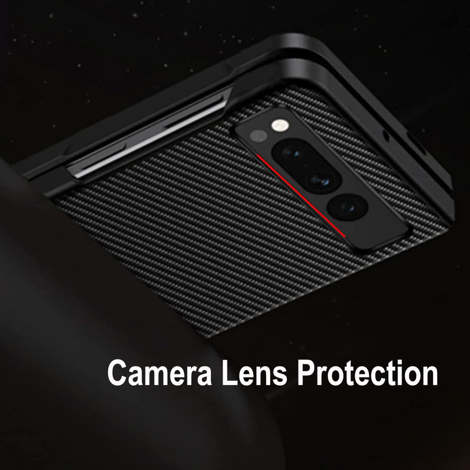 KZIOACSH –&nbsp;&nbsp;Étui de protection antichoc texture fibre de carbone TPU pour Pixel Fold de Google, étui de téléphone ultramince mat, arrière