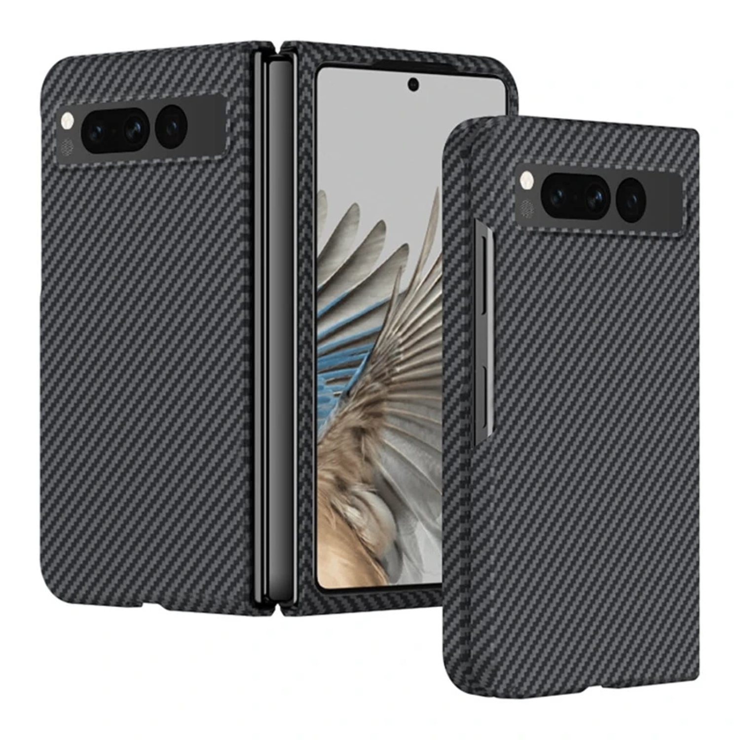Étui pour Pixel Fold de Google, antichoc très mince et résistant aux rayures, fibre de carbone, pour Pixel Fold de Google - Noir
