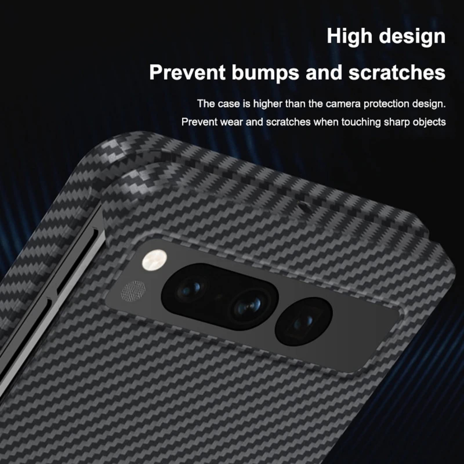 Étui pour Pixel Fold de Google, antichoc très mince et résistant aux rayures, fibre de carbone, pour Pixel Fold de Google - Noir