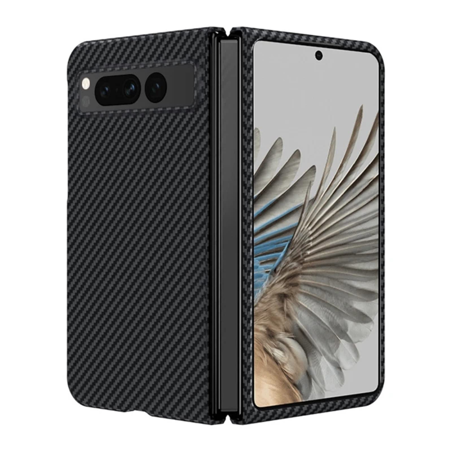 Étui pour Pixel Fold de Google, antichoc très mince et résistant aux rayures, fibre de carbone, pour Pixel Fold de Google - Noir