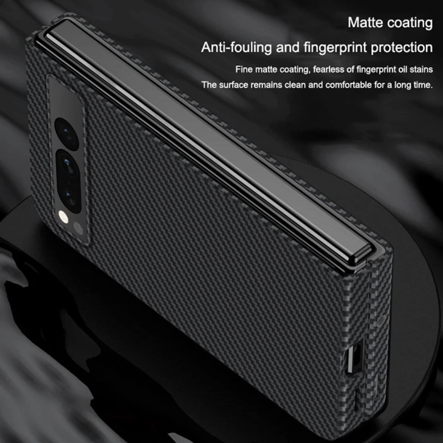 Étui pour Pixel Fold de Google, antichoc très mince et résistant aux rayures, fibre de carbone, pour Pixel Fold de Google - Noir