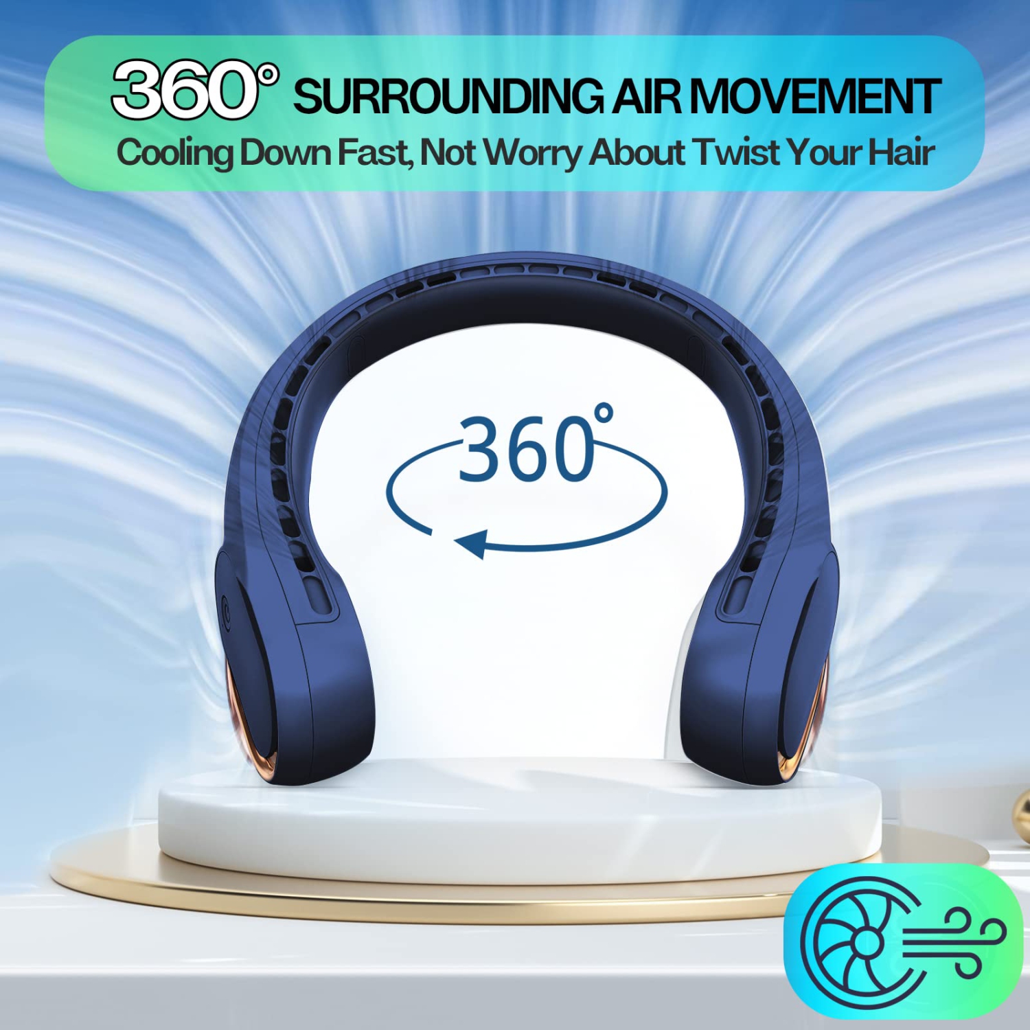 Portable Neck Fan, Personal Bladeless Neck Fans Rechargeable, Upgraded 4000mAh Battery & 360° Surrounding Air Outlet, Increase Air Volume, Ultra