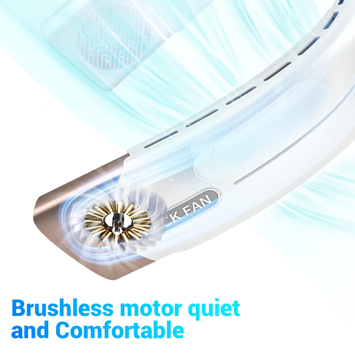 Personal Neck Fan, Hand Free Bladeless Rechargeable Bladeless Fan 5 Speeds with 3500 mAn Battery for Indoor & Outdoor
