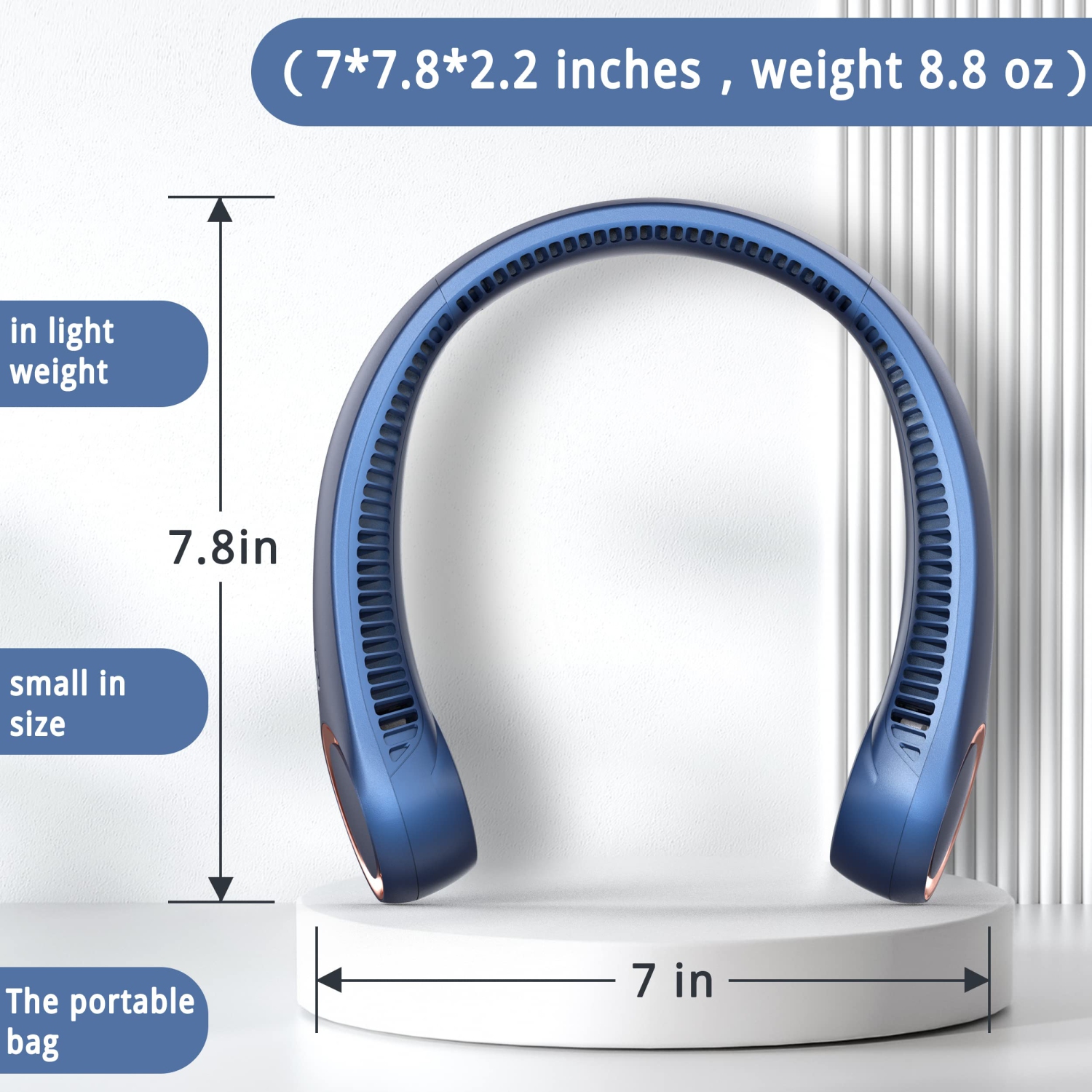 Neck Fan Portable Rechargeable, Battery Operated Neck Fans for Women 4000mAh, 360° Cooling, 3 Speeds Quiet, Personal Bladeless Small Fan Neck Cooler