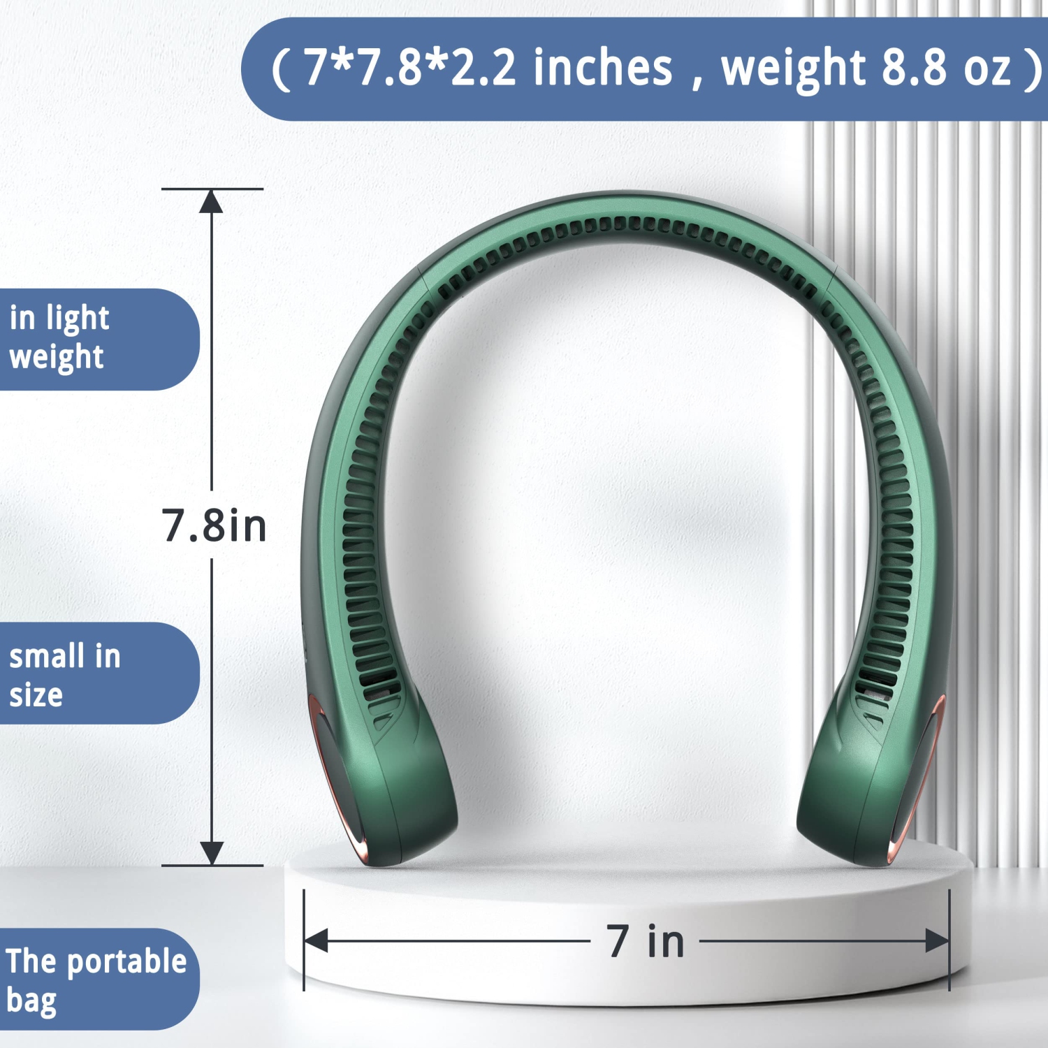 Neck Fan Portable Rechargeable, Battery Operated Neck Fans for Women 4000mAh, 360° Cooling, 3 Speeds Quiet, Personal Bladeless Small Fan Neck Cooler