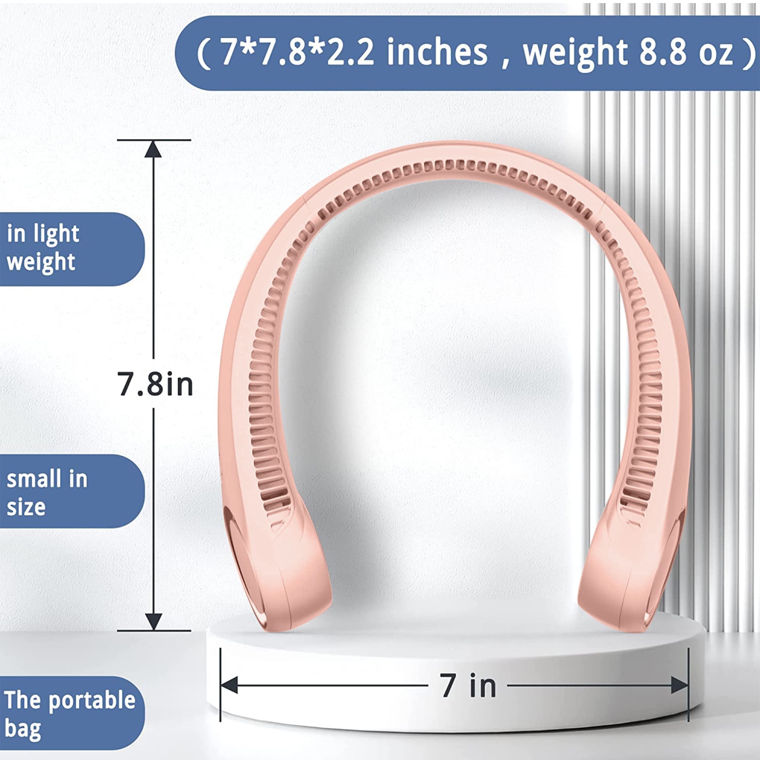 Neck Fan Portable Rechargeable, Battery Operated Neck Fans for Women 4000mAh, 360° Cooling, 3 Speeds Quiet, Personal Bladeless Small Fan Neck Cooler