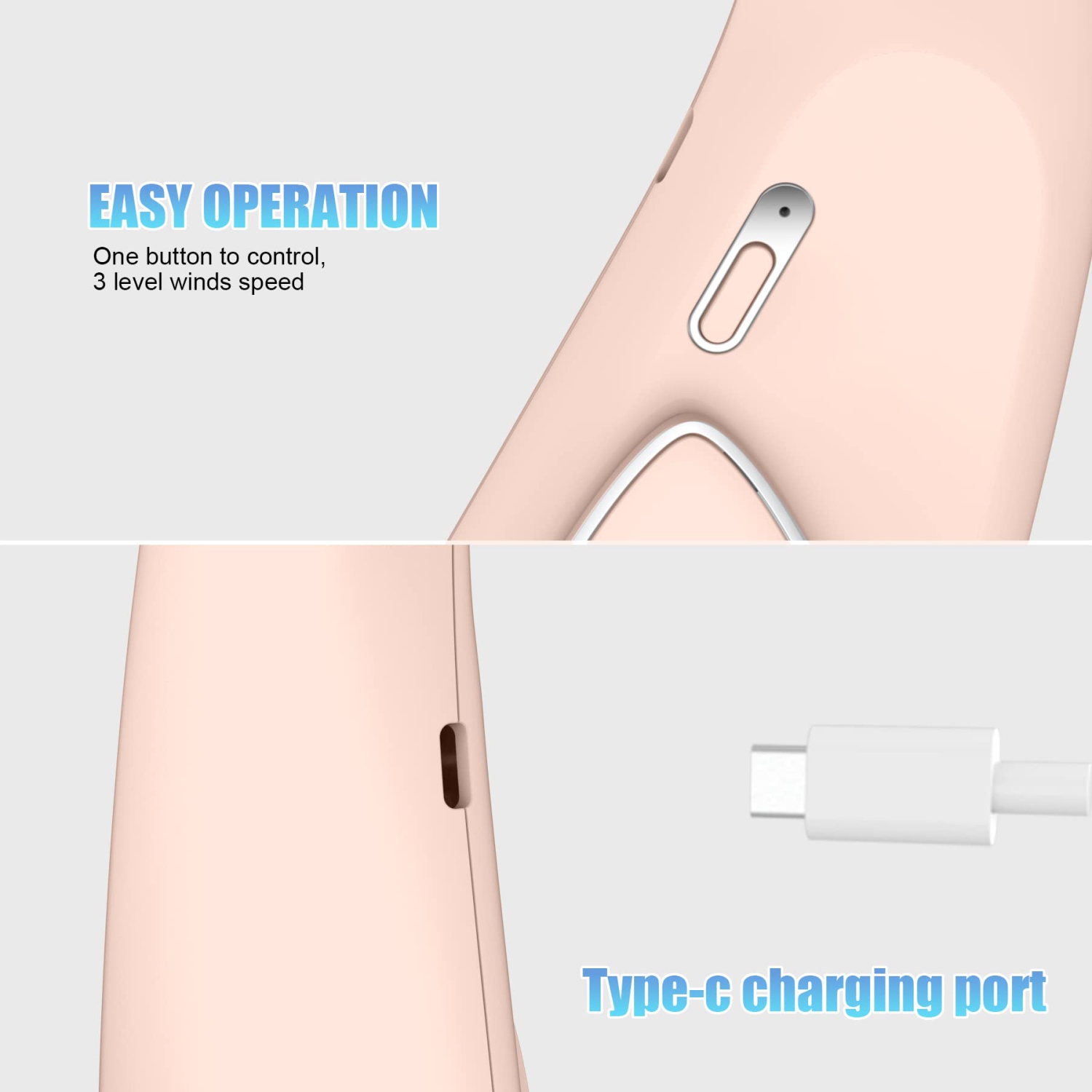 Ventilateur de cou sans pales - ventilateur personnel portatif de 6000mAh mm, ventilateurs à piles mains libres USB rechargeable