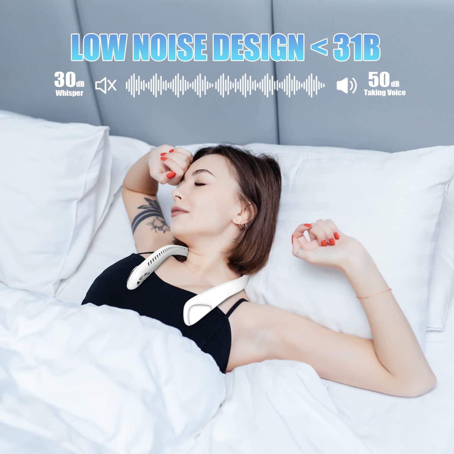 Bladeless Neck Fan - 6000mAh Portable Personal Fan, Hands-Free Battery Operated Fans USB Rechargeable