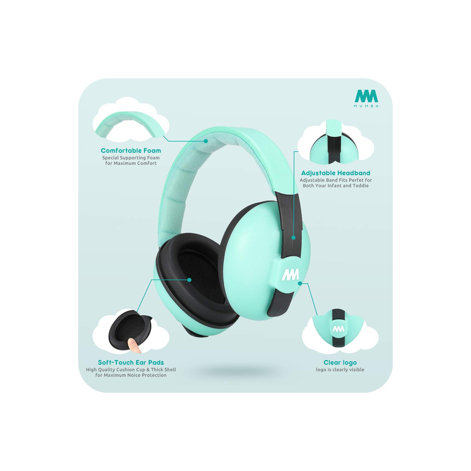 Écouteurs à suppression du bruit pour bébés et tout-petits - Casque antibruit Mumba pour bébés - 3 à 24 mois et plus