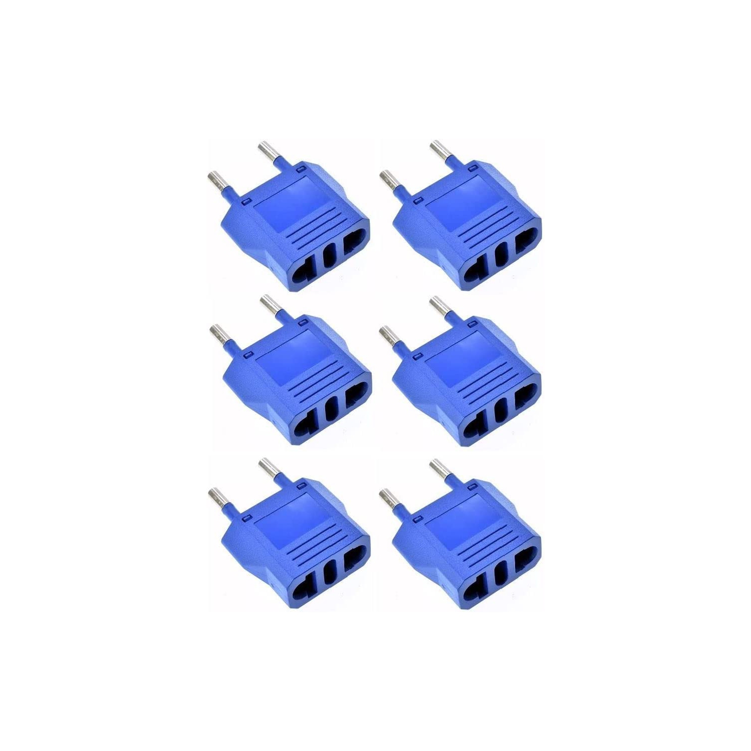 6 Pack of US/CA to European Plug Adapter Travel Power Plug Universal Power Jack Wall Plug Converter Input USA/Canada to Europe/Asia Socket
