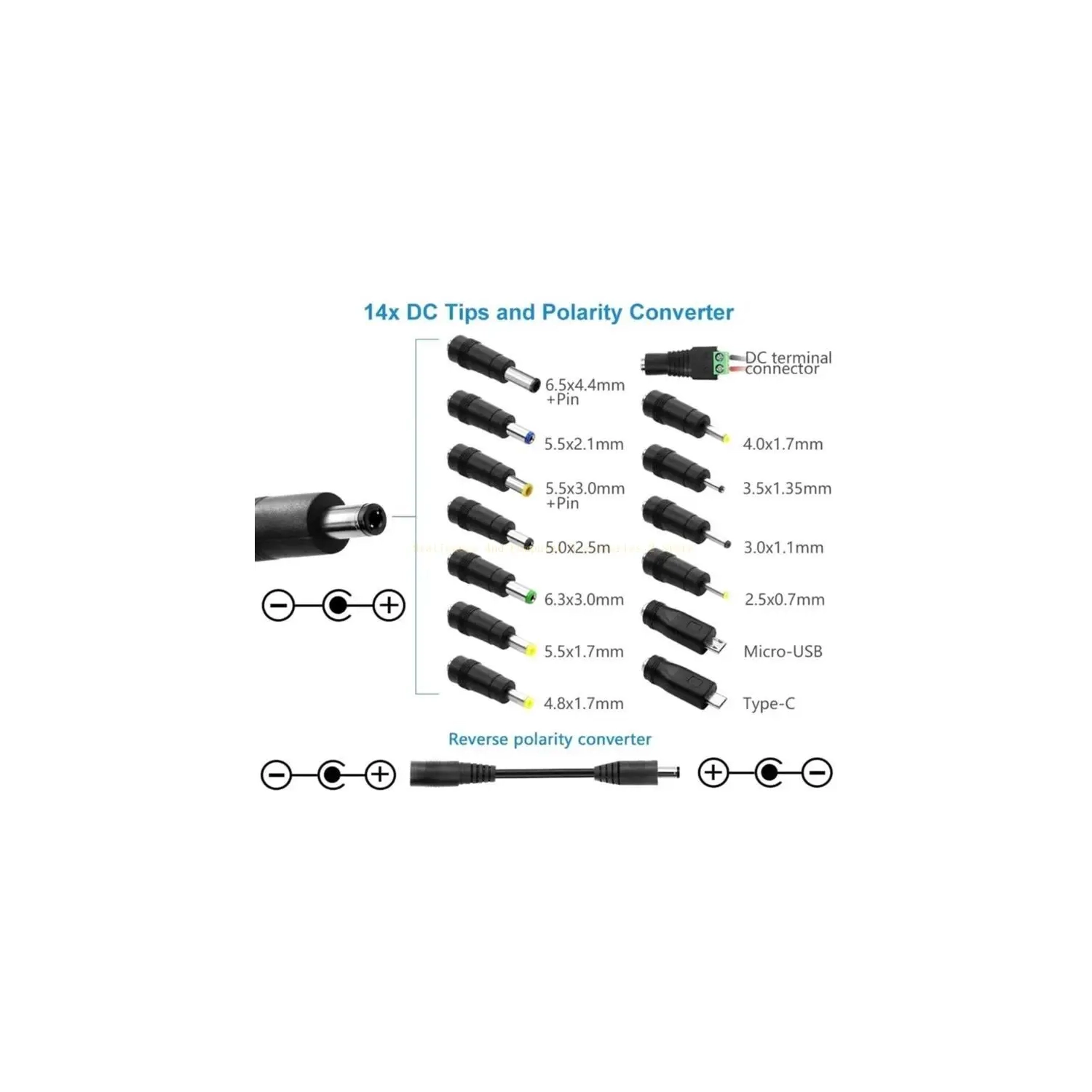 30W Universal AC DC Adapter 3V 4.5V 5V 6V 7.5V 9V 12V Adjustable Power Supply with USB 5V/2.1A, 15 Straight Tips & Polarity Converter for LED Strip,