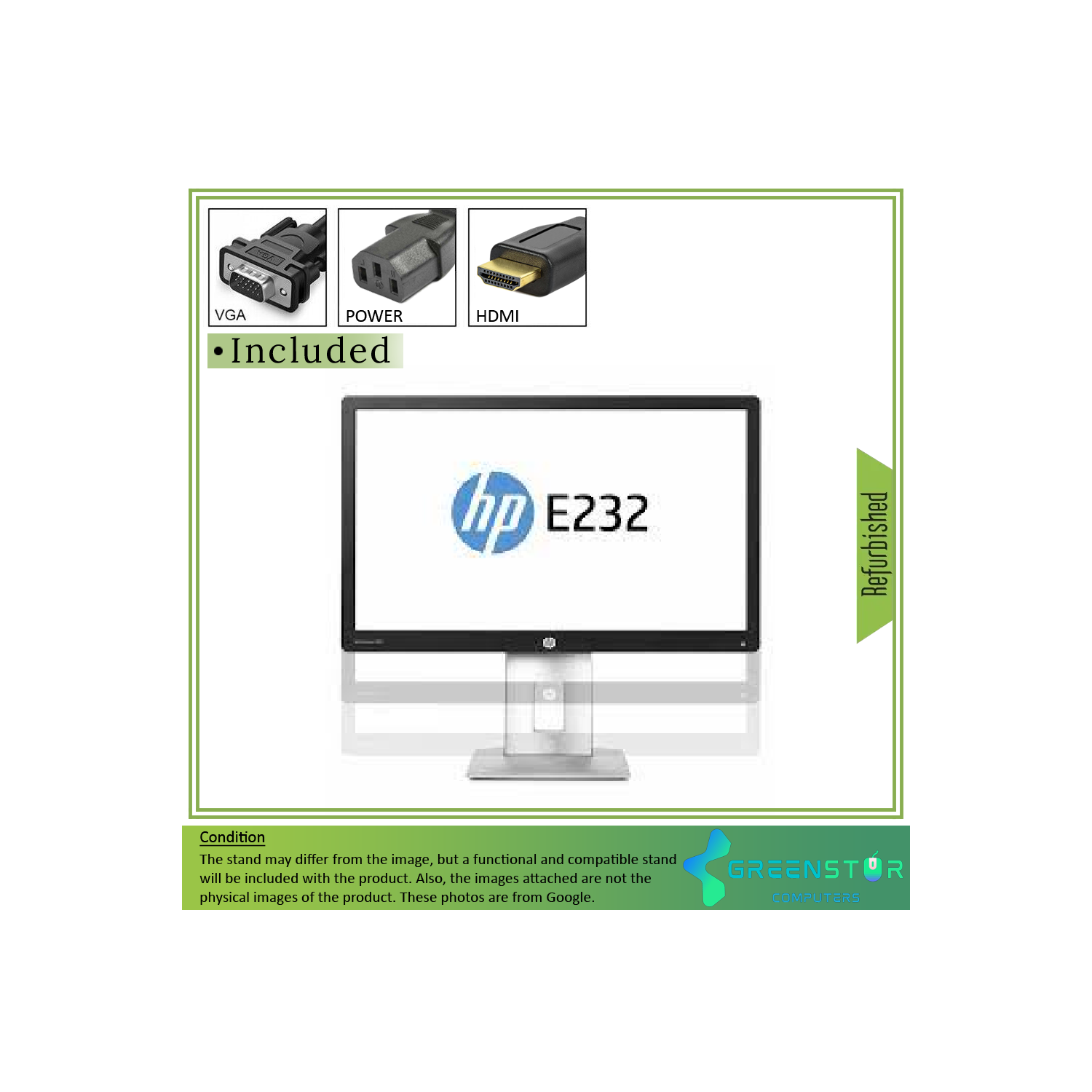 Refurbished(Good) - HP EliteDisplay E232 23" 1920x1080 FHD LED Backlight LCD IPS Monitor