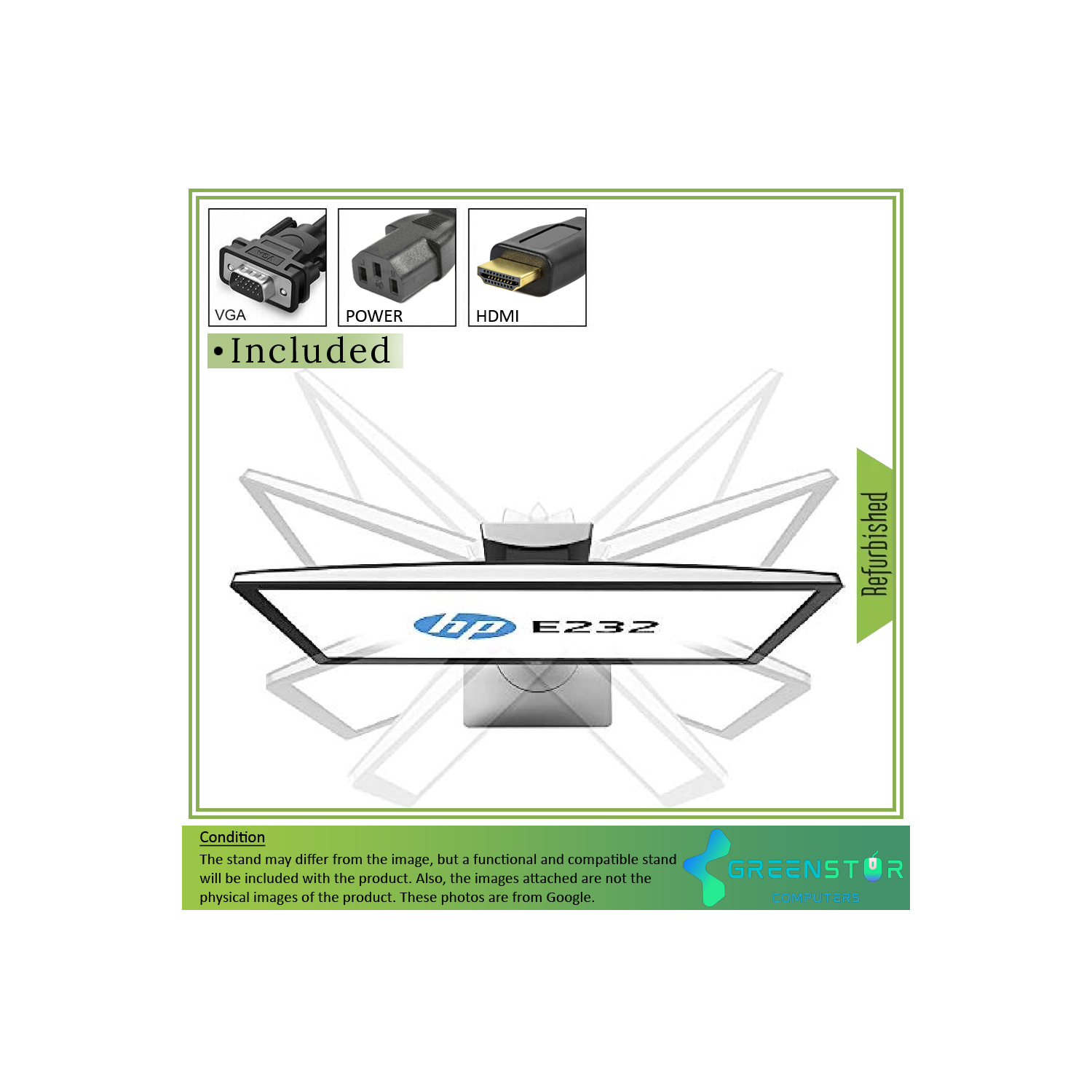 Refurbished(Good) - HP EliteDisplay E232 23" 1920x1080 FHD LED Backlight LCD IPS Monitor