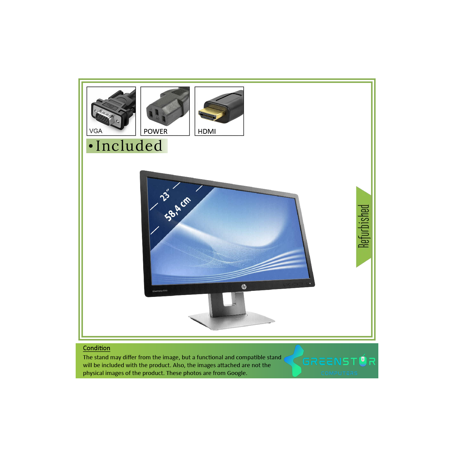 Refurbished(Good) - HP EliteDisplay E232 23" 1920x1080 FHD LED Backlight LCD IPS Monitor