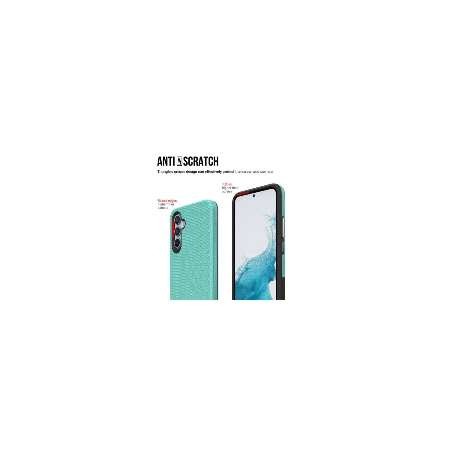 TopSave Triangle Pattern PC Back+Inner TPU Dual Layer Hybrid Case For Samsung Galaxy A54 5G 6.4", Teal