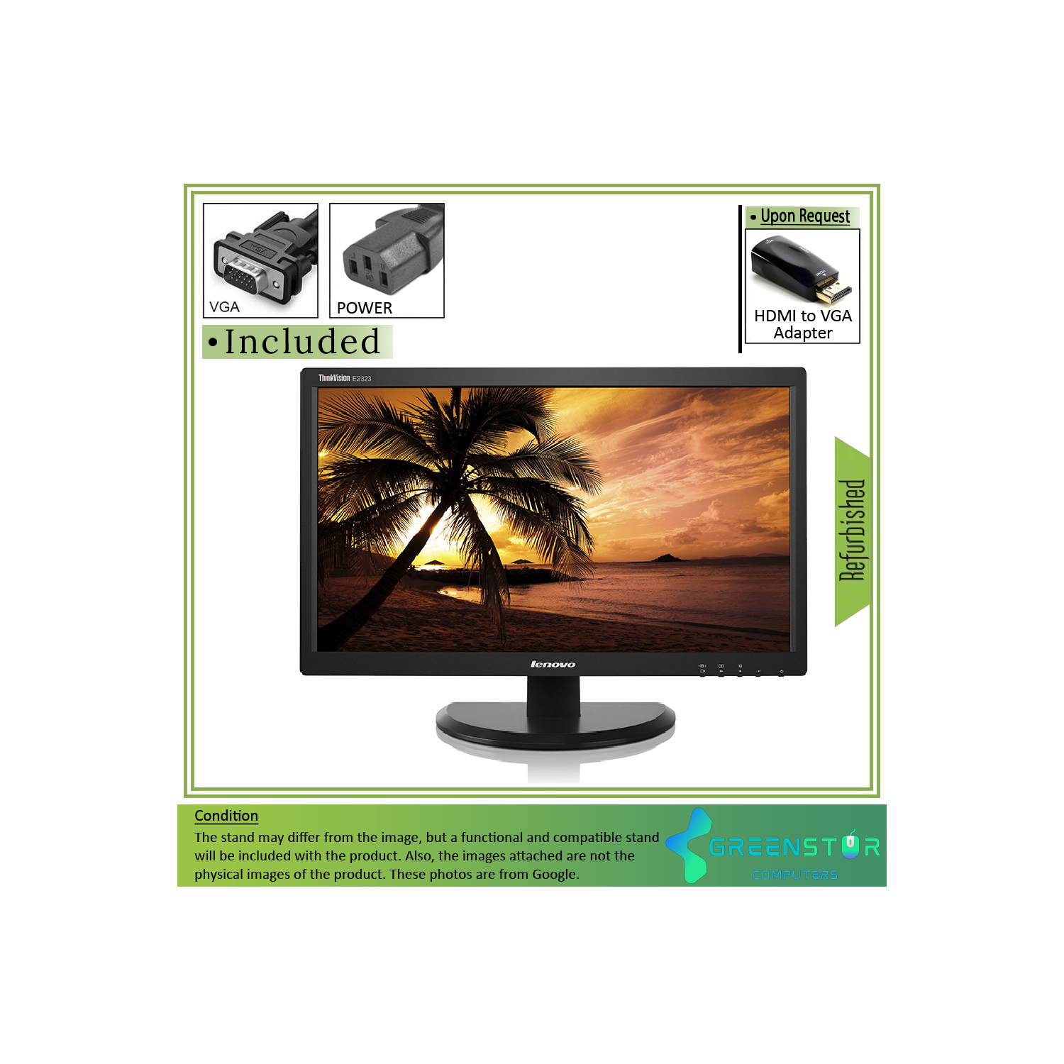 Refurbished(Good) - Lenovo ThinkVision E2323SWA 23" Widescreen 1920x1080 FHD W-LED Backlight LCD TN Panel Monitor
