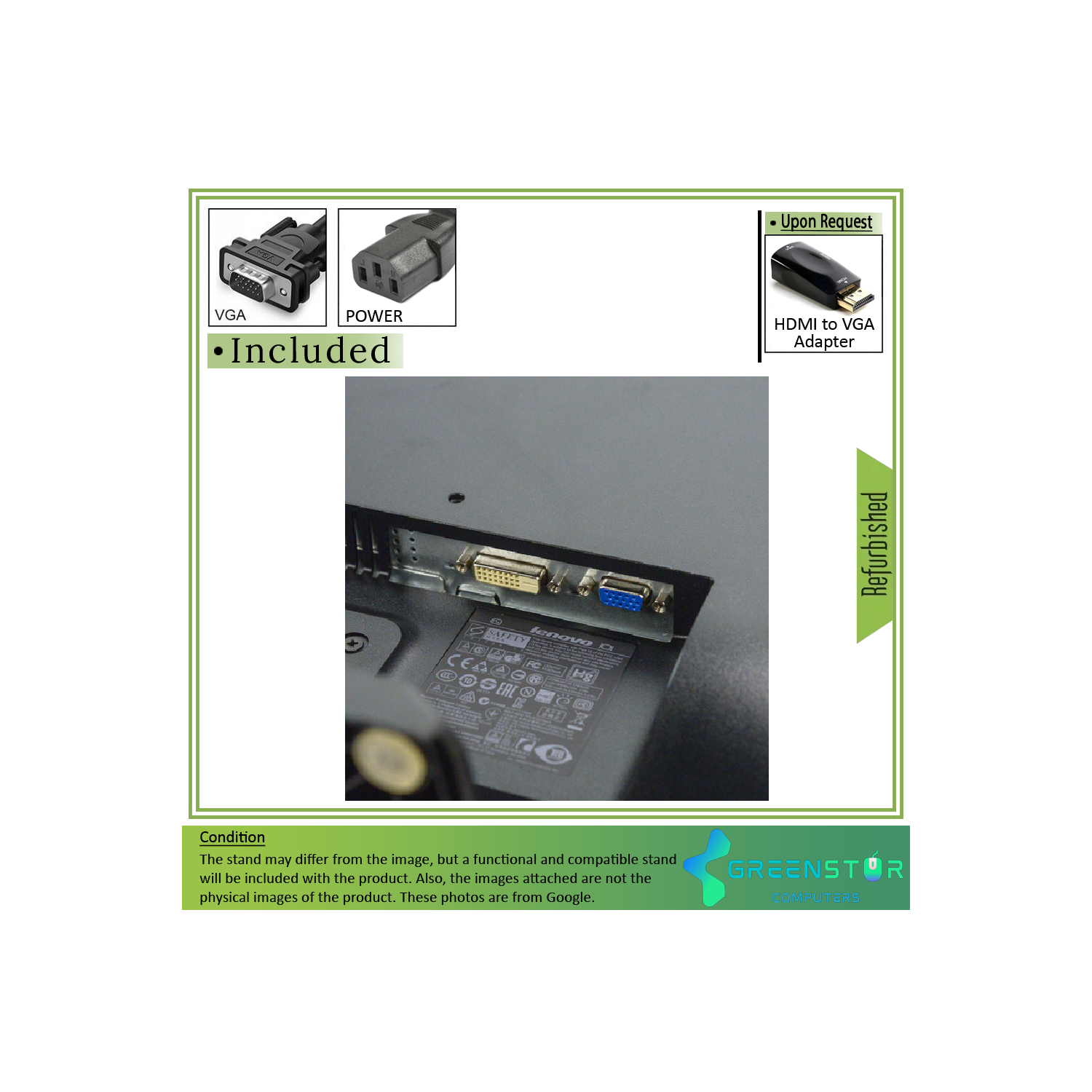 Refurbished(Good) - Lenovo ThinkVision E2323SWA 23" Widescreen 1920x1080 FHD W-LED Backlight LCD TN Panel Monitor