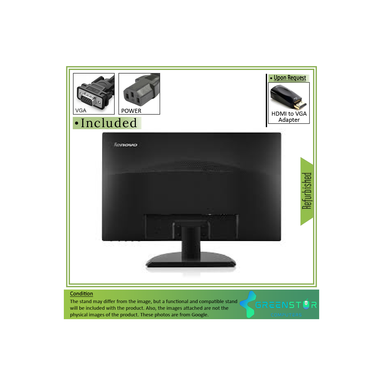 Refurbished(Good) - Lenovo ThinkVision E2323SWA 23" Widescreen 1920x1080 FHD W-LED Backlight LCD TN Panel Monitor