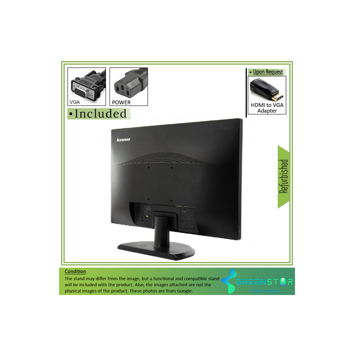 Refurbished(Good) - Lenovo ThinkVision E2323SWA 23" Widescreen 1920x1080 FHD W-LED Backlight LCD TN Panel Monitor