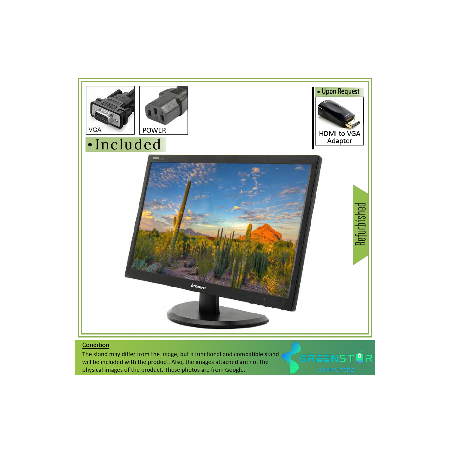 Refurbished(Good) - Lenovo ThinkVision E2323SWA 23" Widescreen 1920x1080 FHD W-LED Backlight LCD TN Panel Monitor
