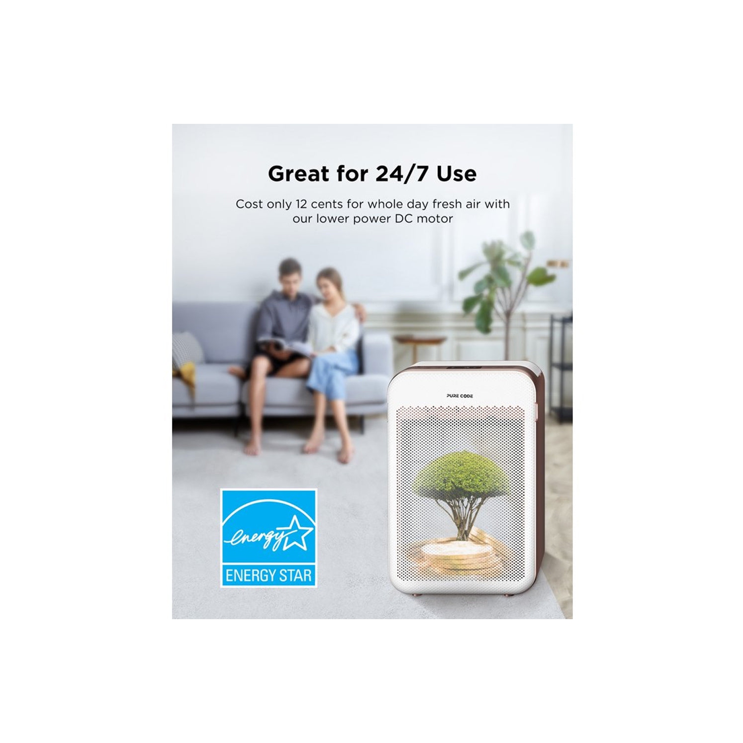 PURE CODE APU-S1WUS Air Purifier Washable Pre Filter H13 True HEPA