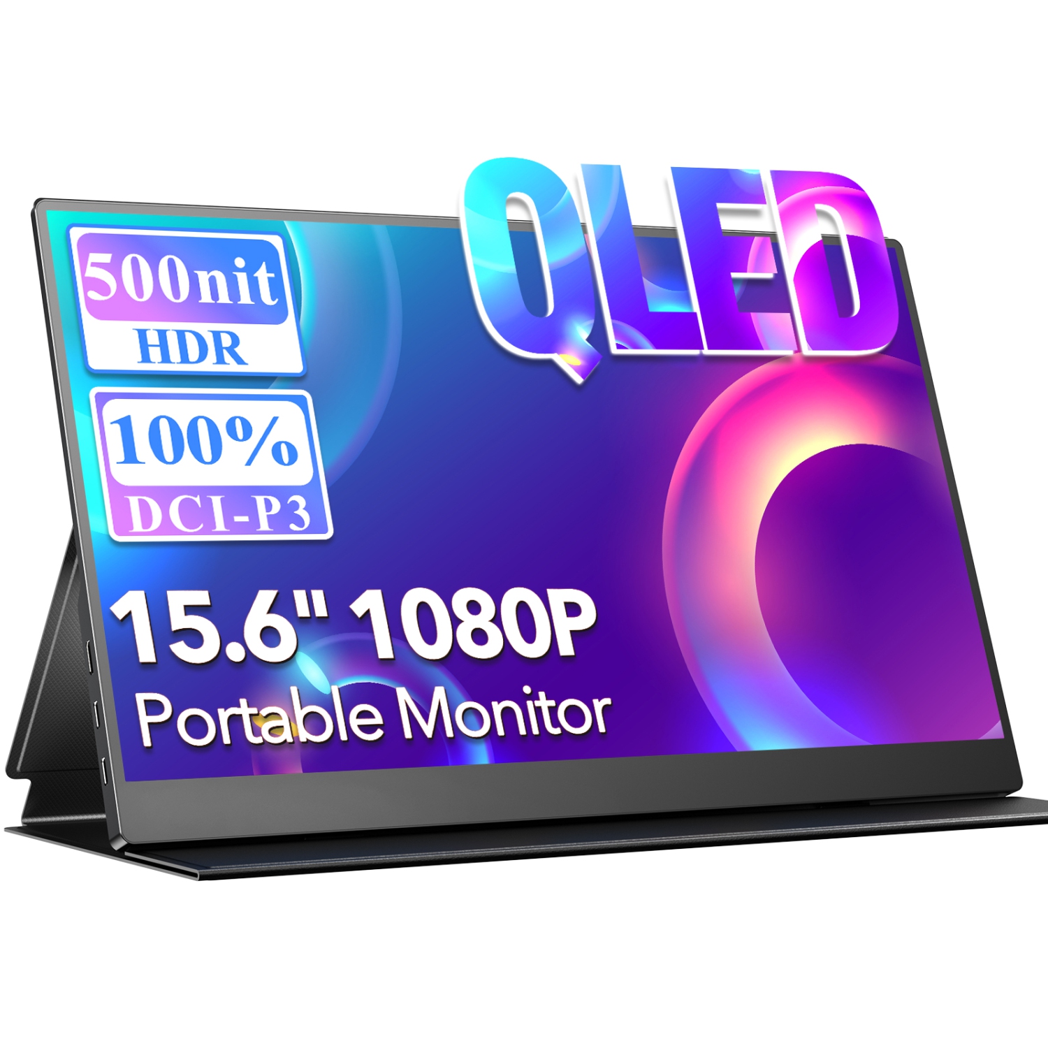 UPERFECT QLED Portable Gaming Monitor 15.6", Newsoul 100% DCI-P3 500nit 10bit FHD 1080P Laptop Screen Ultra-slim, External Gaming Monitor W/ Type C HDMI