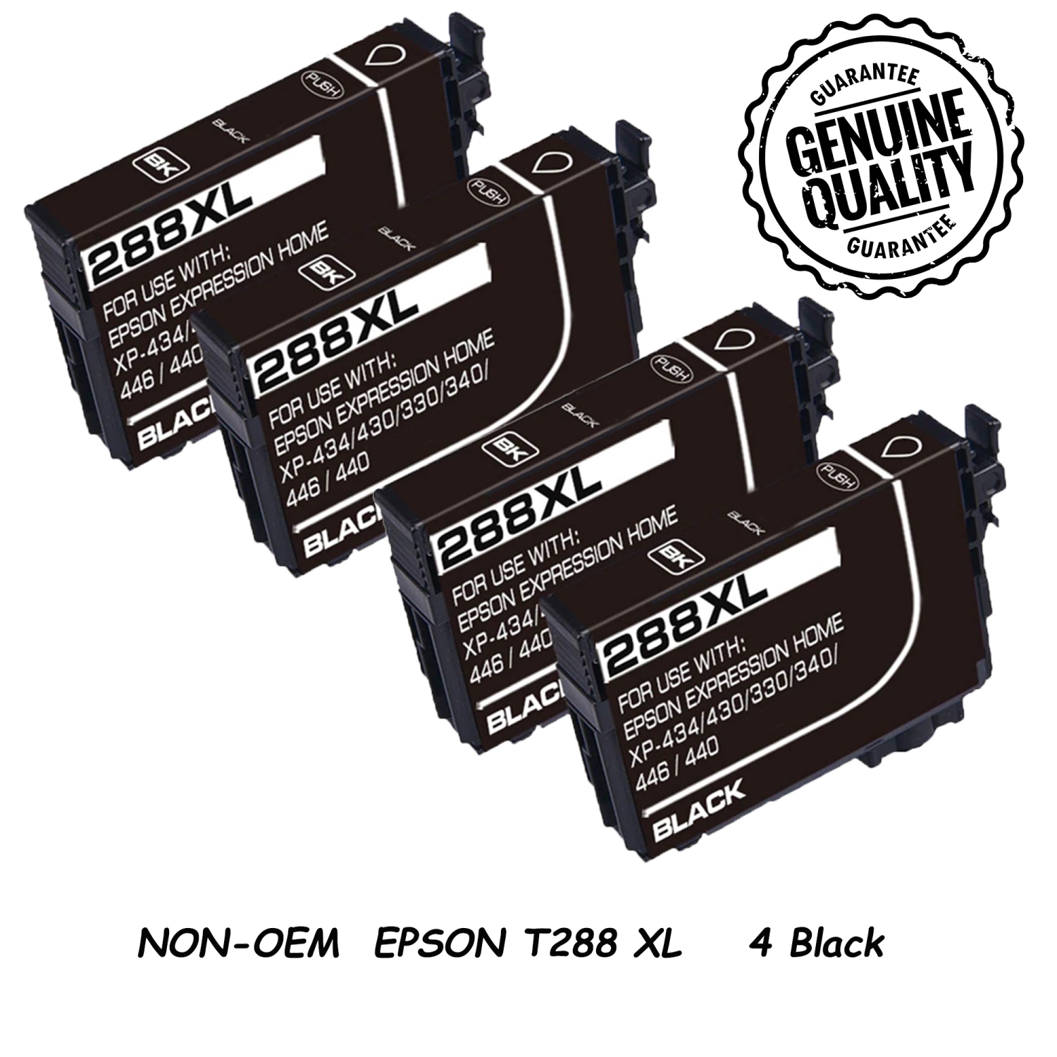 4 Black Compatible Ink Cartridge Replacement for Epson T288 Epson T288XL to use with Expression Home XP-440 XP-446 XP-330 XP-340 XP-430 XP-434 Printer