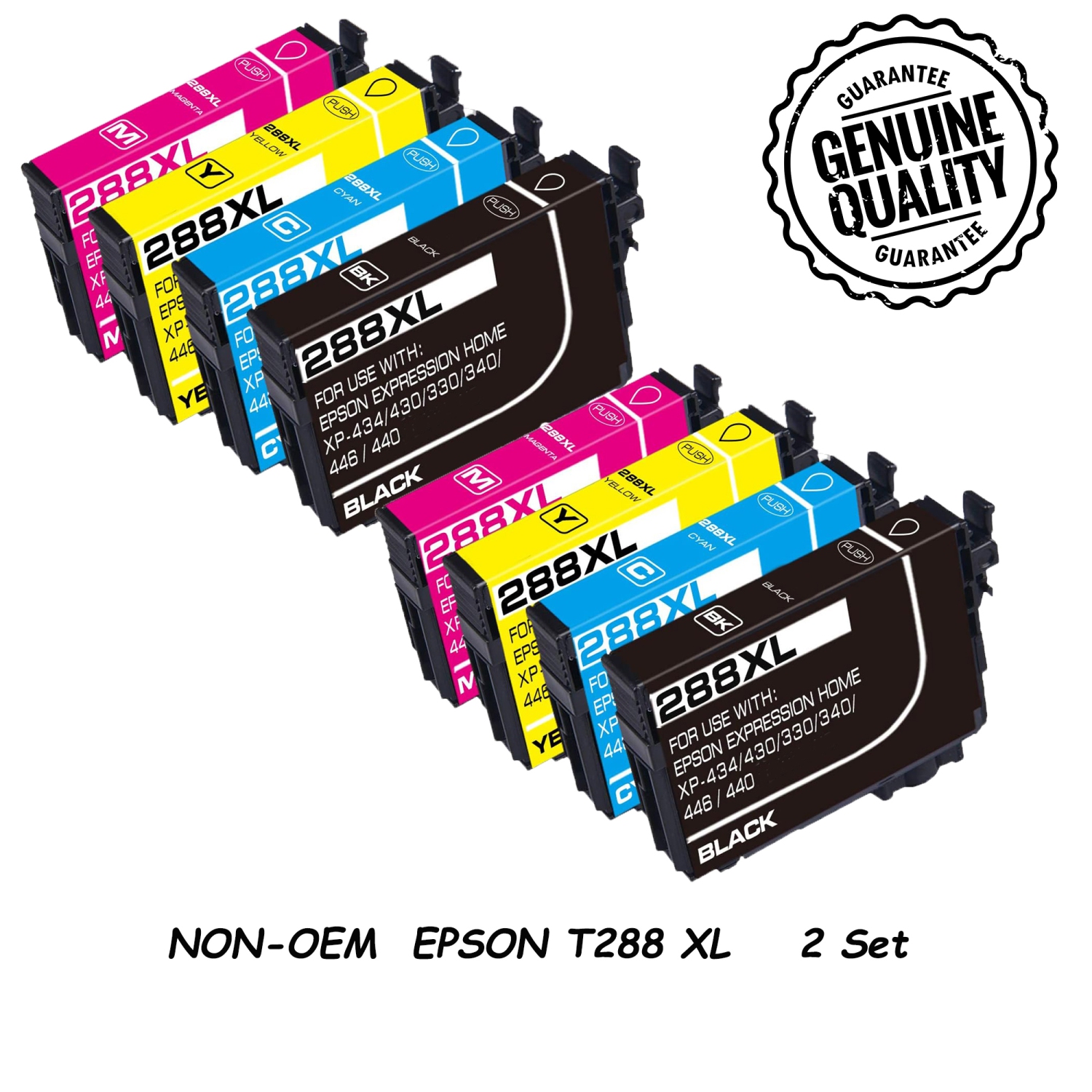 2Set Compatible Ink Cartridge Replacement for Epson T288 Epson T288XL XL to use with Expression Home XP-440 XP-446 XP-330 XP-340 XP-430 XP-434 Printer