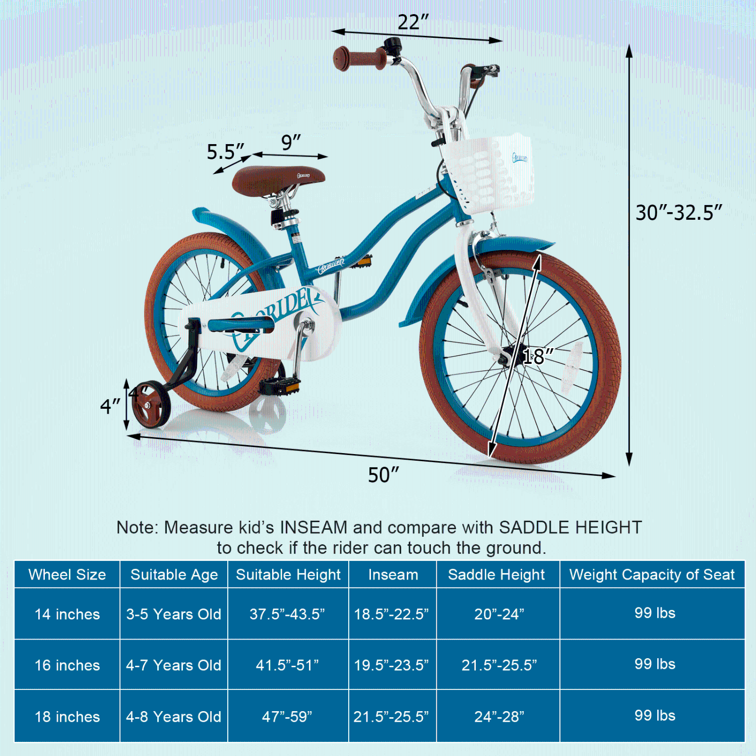Costway 18" Kids Bike Toddler Bicycle with Training Wheel Kickstand for 4-8 Years Old