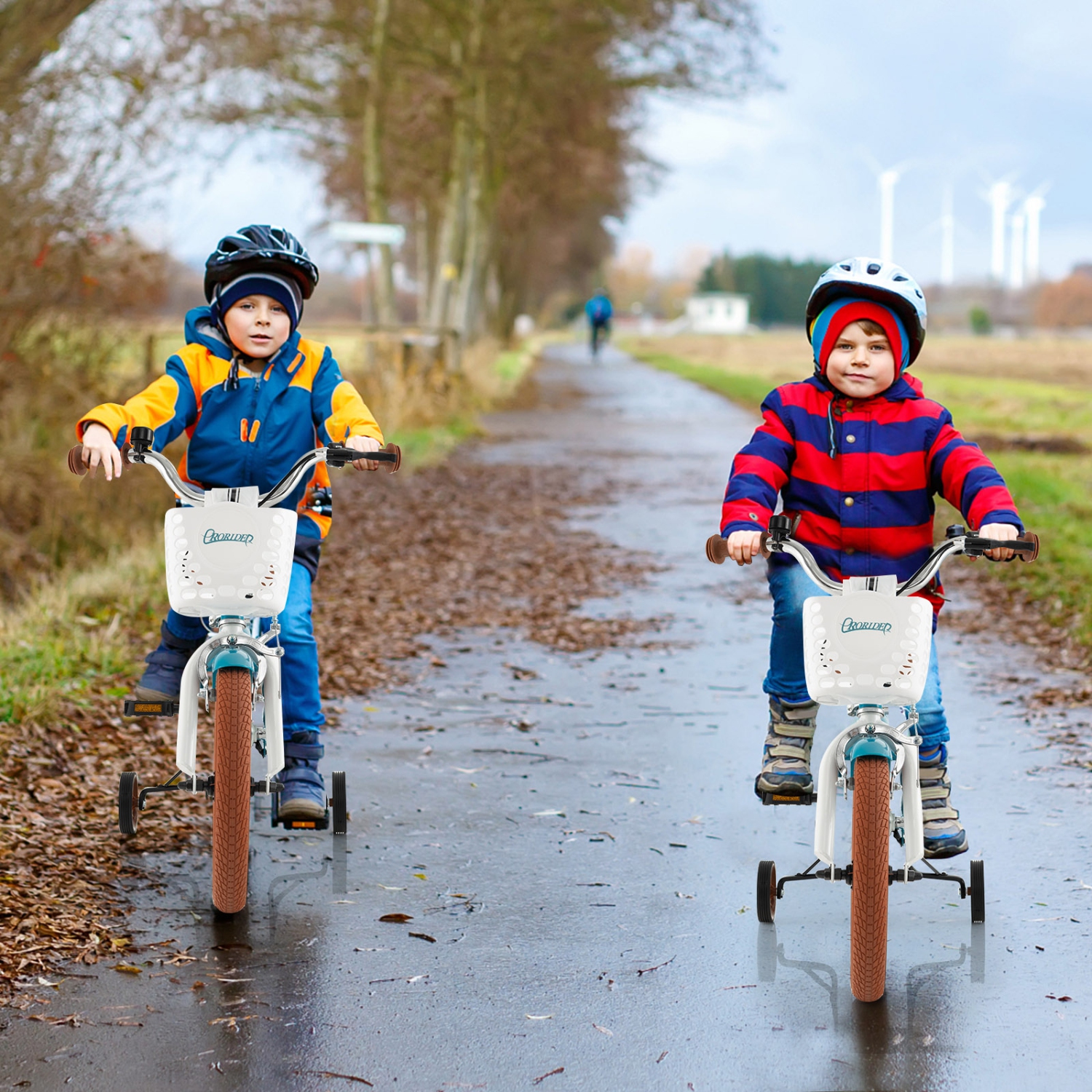 Vélo de 14 po pour enfants avec roues d'entraînement amovibles et panier de Costway pour enfants de 3-5 ans