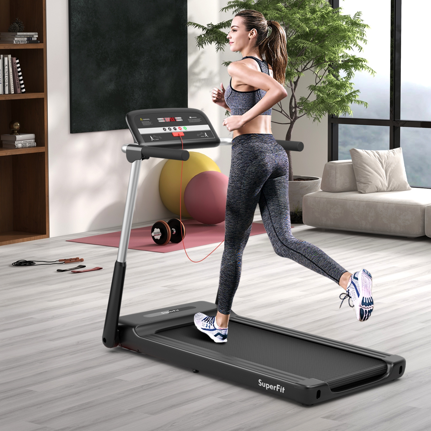 Tapis roulant électrique repliable à DEL Superfit 2,25 CV avec tapis roulant Control Gym