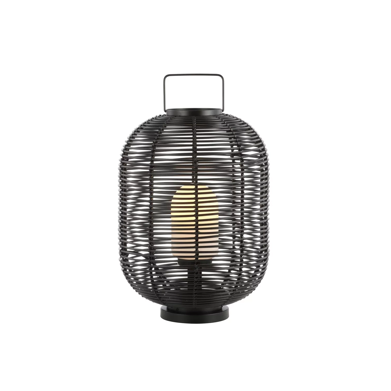 26.7" Outdoor Woven Oval Asian Lantern Black
