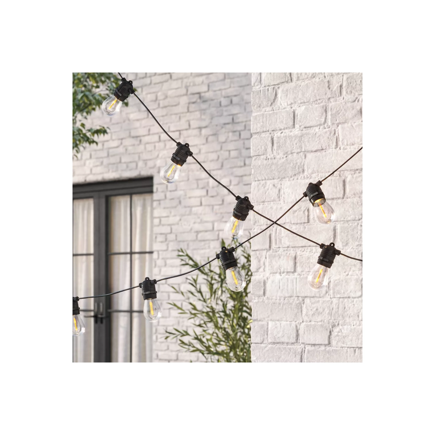 Drop Socket Solar Led String Lights With Edison Bulbs Black Wire