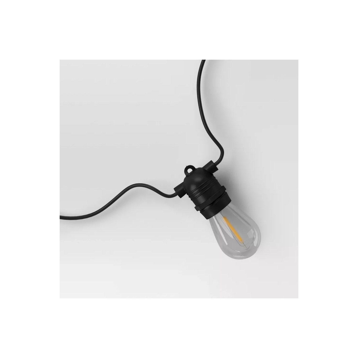 Drop Socket Solar Led String Lights With Edison Bulbs Black Wire