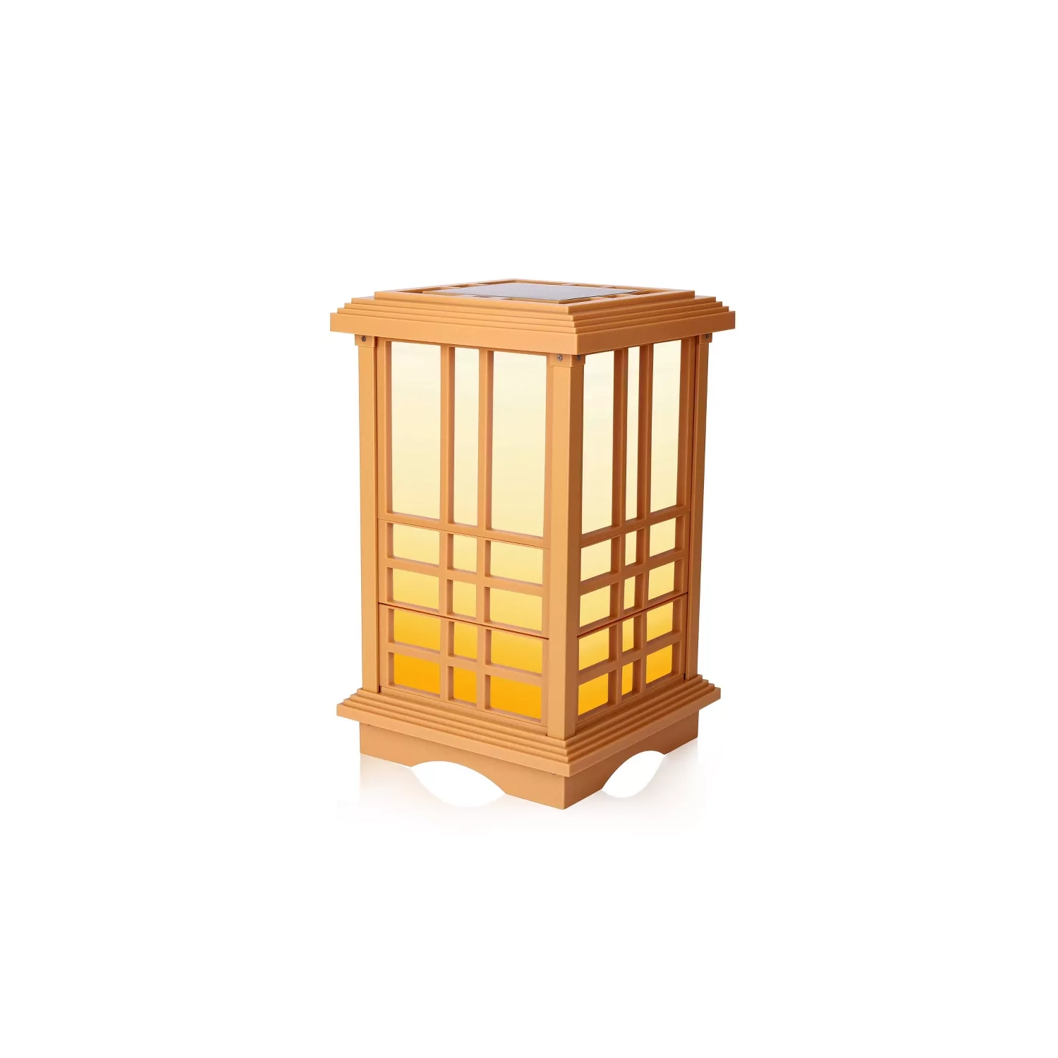 15.6" Solar Zen Led Outdoor Lantern Amber/white Light